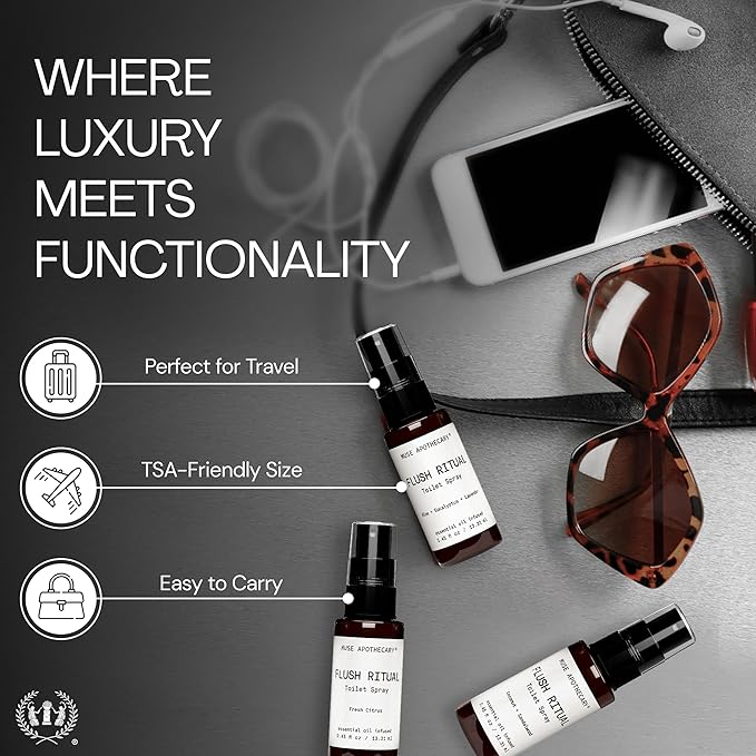 Muse Apothecary Flush Ritual - Aromatic & Refreshing Toilet Spray, Use Before You Go, Infused with Natural Essential Oils - Fresh Citrus - Travel Size Mini Collection, 0.45 oz, 3 Pack