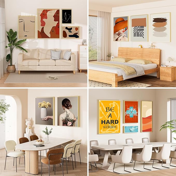 6x11 Aluminum Metal Picture Frame,Tempered Glass Gold Photo Frame 6x11 for Family Photo,Posters,Art,Document to Wall Mount Horizontally or Vertically
