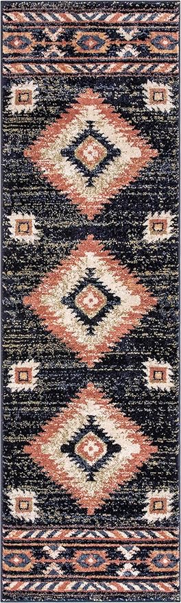 Well Woven Tulsa Lea Blue Traditional Southwestern Tribal 2'7" X 9'10" Runner Rug
