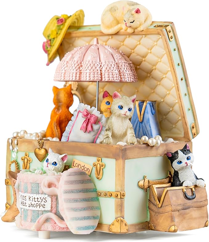 Cat Music Box Gift for Girlfriend Wife Daughter Grandma Granddaughter Sister Friends, Cute Kitty Musical Box Anniversary Birthday Gifts Kitten Lover Mother Day Present