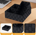 Posprica Small Black Baskets Cube Bin Container Tote,Woven Storage Baskets for Organizing Organizer Divider for Drawer, Closet, Shelf, Dresser, Set of 4