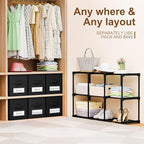 Geelin 6 Cube Storage Organizer with Fabric Bins and Labels 11 Inch, Fabric Collapsible Cubby Clothes Storage Drawer Dresser for Bedroom Living Room Office Organization