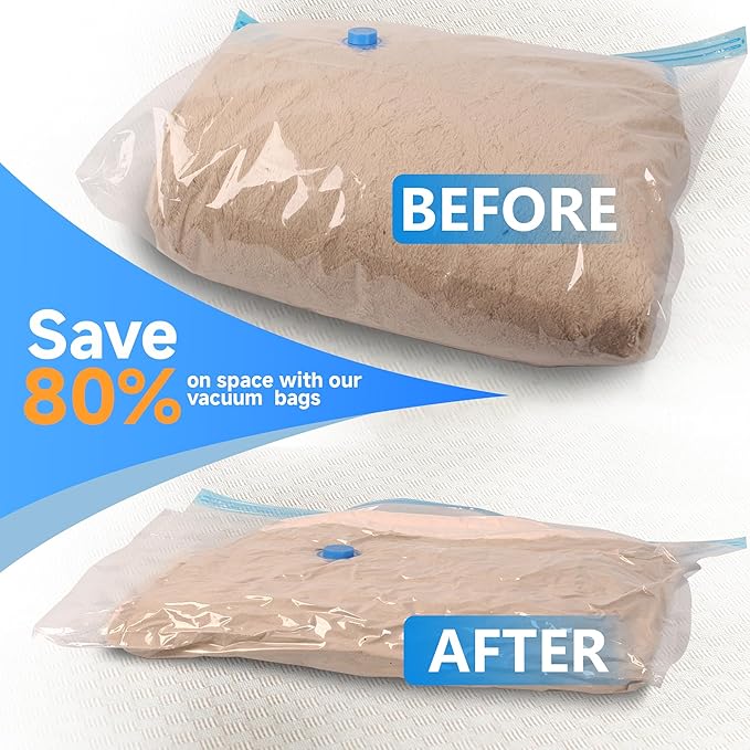 Vacuum Storage Bags with Electric Air Pump, 25 Pack Compression Bag, Space Saving Vacuum Sealer Bags for Clothes, Blanket, Duvets, Pillows, Comforters Travel, Two Compressing Ways