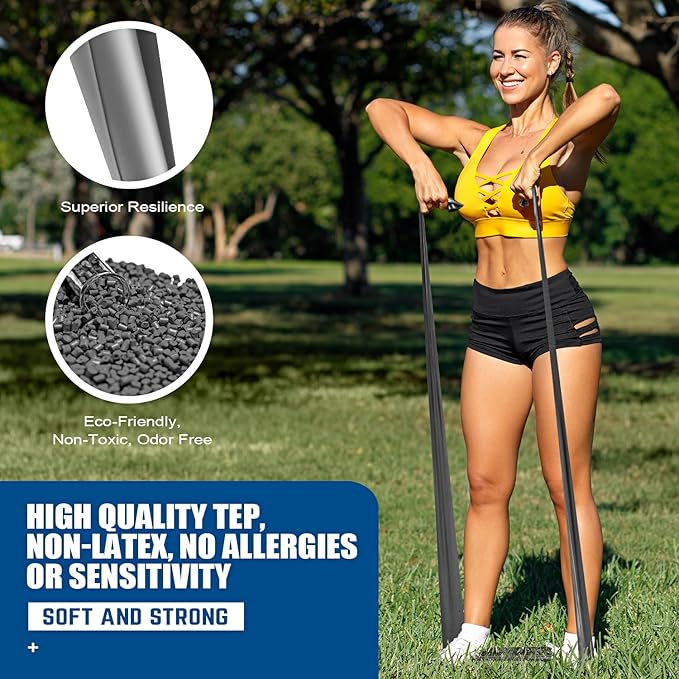 HPYGN 3 Levels Non-Latex Exercise Bands for Physical Therapy & Yoga, Professional Resistance Bands Set for Working Out, Strength Training, Pilates & Rehab, TPE Elastic Stretch Bands for Seniors, Women