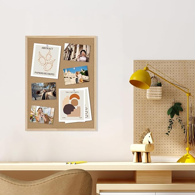 DAHAPYBOO Cork Board Bulletin Board,24x18 Cork Board for Office with Pin Oak Wood Boards,Message Board or Vision Board Decoration.