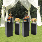 6 PCS Display Pedestal Stand, Metal Display Pedestal Stands Decoration Cube Sculpture Displays Column Square Displays Stands Pillars for Wedding Party Baby Shower Birthday (Black, 6PCS)