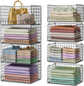 JKsmart 4-Tier Stackable Closet Organizers and Storage Shelves, Extend Clothing Closet Shelf Bins for Jeans Pants Sweaters - Wardrobe Cupboard Clothes Organizer System-Wider Mouth Design