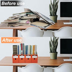 Limitliho Orange-red Cardboard Magazine Holder (2 Pack), Magazine File Holder for Desk, Sturdy Book Bins for Classroom, Vertical File Folder Organizer, 10.6'' H×10.2'' L ×3.5''W Inch Magazine Rack