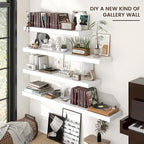 Venusmiles Floating Shelves for Wall, 48 Inch Wide x 12 Inch Deep Floating Shelves, Long Wood Floating Wall Shelf Shelves for Living Room Bathroom Bedroom Kitchen Home - (White, 48" W x 12" D x 2" H)