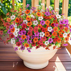 12 Bundles Artificial Flowers,Faux Plants for Spring Summer Decoration, UV Resistant Colorful Violets Eucalyptus for Outside Home Planter Porch Patio Yard Décor