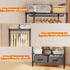 Heavy Duty Rolling Garment Rack 3 Tiers Adjustable Wire Shelving with Rod, Storage Closet Clothing Rack with Drawers Dark Grey, 15.8" D x 35.5" W x 72.4" H