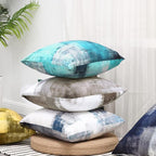 Grey Blue Abstract Art Artwork Pillow Cover, Gallery Modern Decorative Throw Pillows Cushion Cover for Bedroom Sofa Living Room 16 x 16 Inch Set of 2