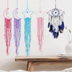 PATIKIL Moon Star Dream Catcher Decor, 39" Boho Dream Catcher Macrame Woven Wall Hanging for Home Decor Bedroom Accessories Cafes Wedding Decoration, Blue