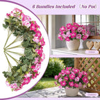 6 Pcs Artificial Flowers Fake Petunias for Outdoors, Faux Flowers for Outdoor Planter, UV Resistant Realistic Fake Plants for Outside No Fade for Garden Porch Patio Indoor Room Decor(Fuchsia)
