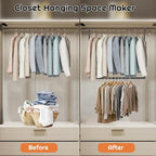 Hanging Closet Rod Adjustable Width Height Closet Rods For Hanging Clothes Black Closet Extender Hanging Rod Clothes Space-Saving Hanging Bar Organizer