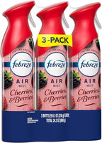 Febreze Air Mist, Air Freshener Spray, Odor Fighting Room Spray, Deodorizer for Home Bathroom Kitchen Office Apartment Dorm Room Classroom, Cherries & Berries Scent, 8.1oz (Pack of 3)