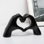 FANTESTICRYAN Small Heart Hands Statues Hand Love Sculpture Cute Decorative Home Decor Ornaments for Living Room, Wedding, Office Desktop, Cabinets, Bookshelf, Gift for Mom (Small Black)
