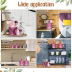 Aoriher 4 Pcs Crystal Glass Candy Jar Set with Lids Home Decorative Storage Jars for Apothecary, Bathroom, Kitchen, and Pantry, Ideal for Cotton Swabs and Jewelry(Medium,Purple)