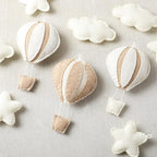Poen 10 Pcs Star Hot Air Balloon and Cloud Nursery Decor Western Wall Decor for Bedroom Mini Felt Clouds Stars Hot Air Balloon Nursery Felt Wall for Kids Baby Bedroom(Khaki)