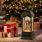 Wondise Lighted Angel Christmas Snow Globes Musical Lantern with Timer, USB Powered & Battery Operated Swirling Glitter Water Globes Christmas Decoration Lantern (3.7 x 3.7X 11.4 inch)