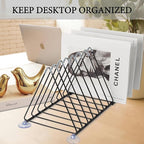 Vinyl Record Holder Storage, 11 Slot Metal Record Stand Magazine Newspaper Album Display Rack Desktop Triangle File Holders for Office Home Black