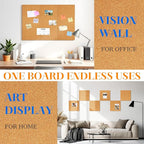 DOLLAR BOSS Cork Board Tiles, 6 Packs 12" x 12" 1/2" Thick Cork Bulletin Board Self Adhesive Corkboards for Walls with 60 Pushpins for Home Office Kitchen School Decor Display