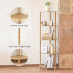 MaxSmeo Corner Bookshelf, 5-Tier Corner Shelf Stand, Modern Corner Plant Shelves with Storage, for Bedroom, Bathroom, Kitchen, Living Room (Rustic Walnut)