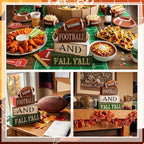 Lineshading 4 Pcs Football Table Decorations Football & Fall Wooden Stacked Block Decor Sport Game Centerpiece Decorative Rugby Block Gift for Fans Club Tailgate Birthday Party Shelf Fireplace Decor