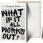 Drimiler Retro Black And White Newspaper Poster What If It All Works Out Canvas Wall Art Positive Affirming Quote Minimalist Prints Painting For Home Bedroom Dorm Wall Decor 12x16in Wframed