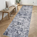 Washable Area Rug 3x14 Entryway Rug: Washable Modern Abstract Soft Thin Rug Indoor Floor No Slip Stain Resistant Carpet for Bedroom Dining Room Farmhouse Nursery Home Office - Grey