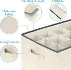 3 Pcs 12 Cell Large Size Pants Organizers for Clothes, Jeans, Sweater, T-shirt, Dress Stackable for Wardrobe Closet Drawer Organizer Storage Bin Container, Beige