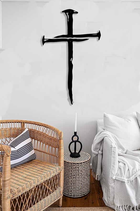 RESACO Wall Cross Jesus Crosses Wall Decor Religious Metal Wall Art Minimalist Decorations for Church Home Office Baptism Decor Gift for a Christian