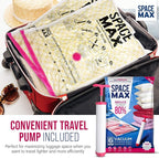 Medium 6 Pack | SPACE MAX Premium Space Saver Vacuum Storage Bags - Save 80% More Storage Space - Reusable, Double Zip Seal & Leak Valve, Includes Travel Hand Pump