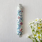 5.2 Inches Hand-Painted Mezuzah, Exquisite Enamel Design with Scroll Included for Jewish Occasions