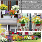 TURNMEON 20 Bundles Artificial Flowers for Outdoors Fake Plants Spring Decor, UV Resistant Artificial Plants Cemetery Fake Flowers Faux Plastic Greenery Shrub Porch Patio Summer Decorations 580 Head