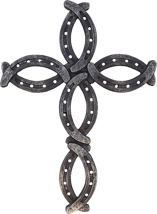 Deleon Collections Decorative Horseshoe Wall Cross - Rustic Spiritual Art Sculpture