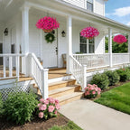 INSPRING Artificial Fake Hanging Flowers Baskets for Outdoors Spring Plants, UV Resistant Outdoor Faux Silk Petunias in Planter Look Real Morning Glory for Outside Patio Porch Balcony Garden, Fuchsia