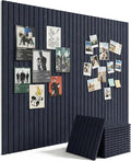 Aothia 12-Pack Felt Bulletin Board Tiles 48"x36", Modular Pin Board for Smooth Walls, Cork Board Alternative for Notes & Photos, 0.35" Thick, 70 Adhesive Tabs & 40 Pins, Navy Blue
