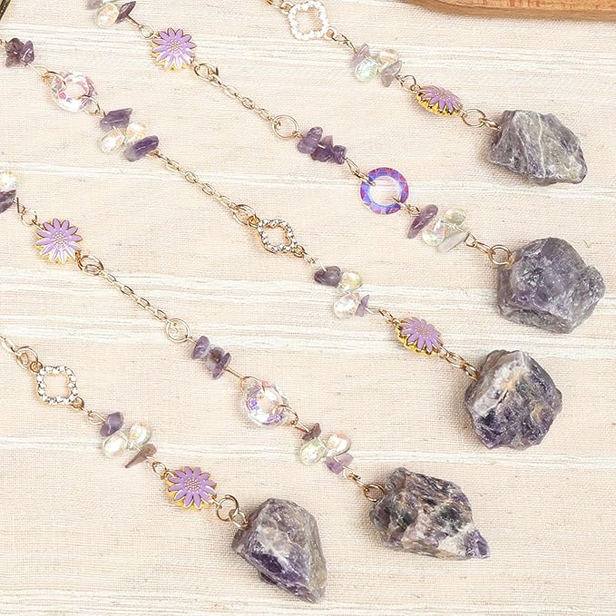Purple Gemstone Dream Catcher 7 Chakras Tree of Life Moon Dream Catchers with Healing Crystal Stones Handmade Suncatcher Dreamcatcher Wall Decor for Adults Living Room,Bedroom,Garden,Bless Gift