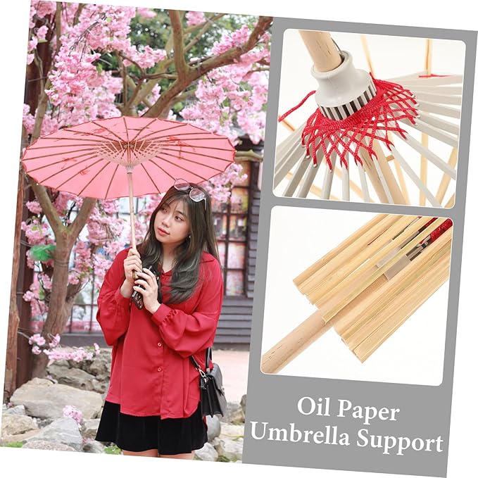 Parasol Umbrella Frames 2pcs Oil Paper Stands Stage Paper Umbrellas Bracket for Display Random Color