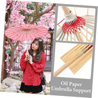 Parasol Umbrella Frames 2pcs Oil Paper Stands Stage Paper Umbrellas Bracket for Display Random Color