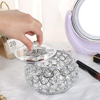Hipiwe Crystal Jewelry Trinket Box with Glass Lid Silver Mirrored Treasure Box Decorative Jewelry Box Ring Earrings Necklace Storage Keepsake Box Gift for Women