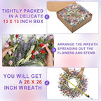 LZNPA 26 Inch Large Lavender Wreath for Front Door Greenery Summer Spring Wreaths for Front Door Wreaths for Front Door All Seasons for Wedding Farmhouse Wall Porch Window Decor(Red Pink Lavender)