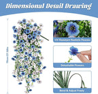 Artificial Hanging Flowers for Outdoors, UV Resistant 2 Bundles Fake Silk Flowers for Outside, Realistic Faux Plants for Hanging Baskets, Planters - Porch, Patio, Yard Decor