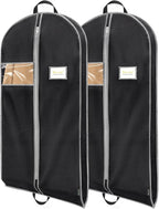 BALEINE 2PK Heavy Duty Garment Bag with Shoe Storage Travel Bag for Dresses, Suit, Coats Travel Essential (43", Black)