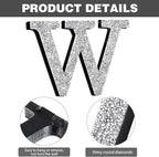 Qunclay 5.7" Silver Crystal Diamond Bling Letters Crushed Diamond Decoration Wooden Glitter Letter with Screw and Hooks Rhinestone Gift for Wedding Y2k Mcbling Bedroom Wall Decor (Letter W)