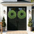 28 Inch Large Boxwoods Wreaths for Front Door Artificial Green Leaves Greenery Indoor Outdoor Wreath Home Decor Porch Window Wall Farmhouse Door Decorations Spring Summer Fall All Seasons