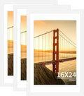 16x24 Picture Frame White Set of 3, Display Pictures 12x18 with Mat or 16 x 24 Without Mat, Poster Frames 16x24 Poster Frames for Wall Hanging Horizontal and Vertical