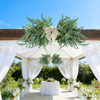 2 Floral Swag for Front Door 24" Greenery Teardrop Swag Eucalyptus Swag Summer Wreath with Eucalyptus Olives Leaves Mixed Berry for Wedding Arch Party Wall Home Garden Decor