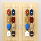 HapiRm Over Door Hat Rack - 4 Packs Metal Hanging Hat Organizer with 16 Hooks Design, Baseball Cap Hanger Organizer Storage Holds up to 80 Caps for Door, Bedroom, Closet(White)